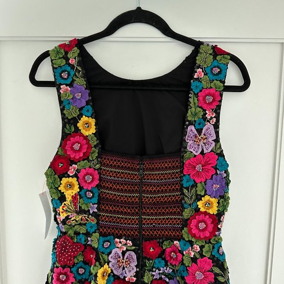 Alice + Olivia Lindsey A-line Mini Dress Multicolor Allover Floral Embroidery - Picture 10 of 12